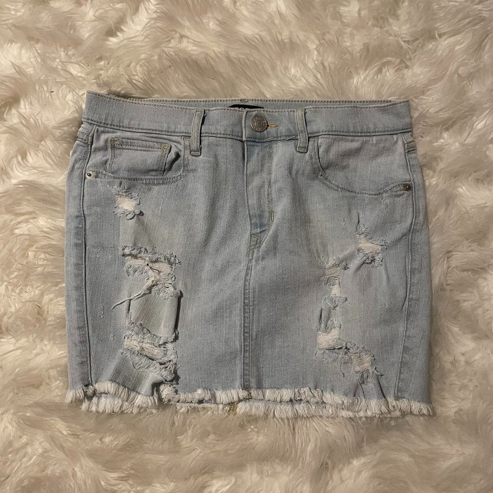 Express Light Wash Distressed Skirt